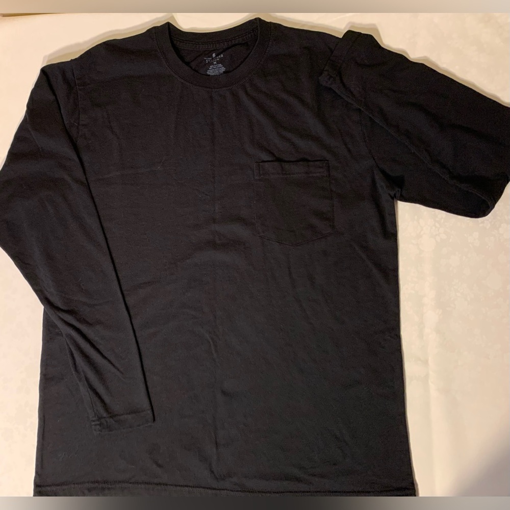 EUC Bundle of 2 Shirts: Short-Sleeve Super Soft Polo Tee, Long-Sleeve Black Tee - Picture 8 of 15